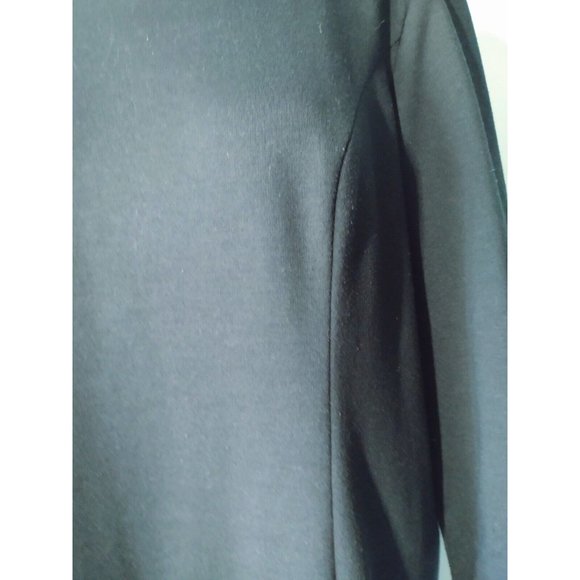 Chicos Ponte Knit Sheath Dress Sz 1 Med Stretch Pockets Black Modest Career 3/4 - Picture 3 of 8